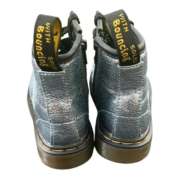 Dr. Martens Boots Girls Size 7 Euro 23, UK 6  Metallic Glitter Lace Up Side Zip - Picture 3 of 12